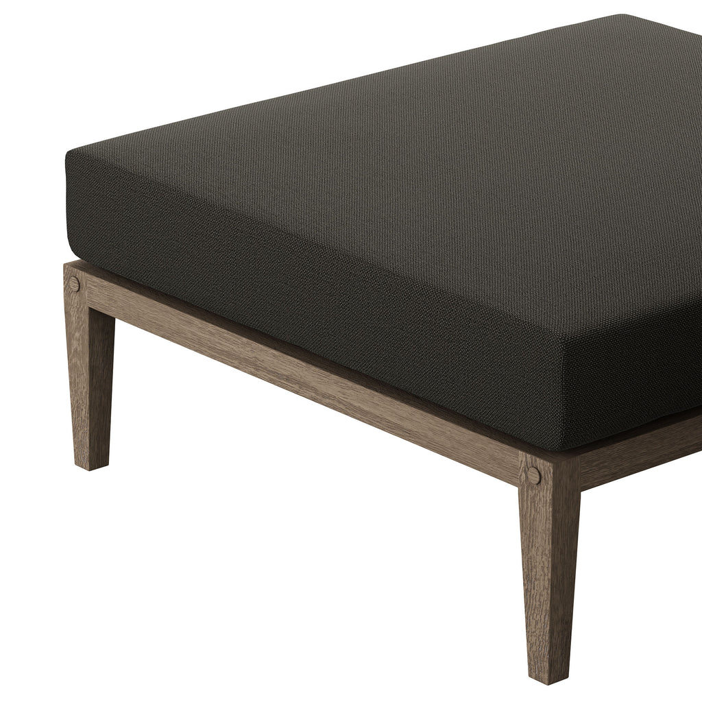 Northlake Outdoor Patio Teak Ottoman - Weathered Gray Flint