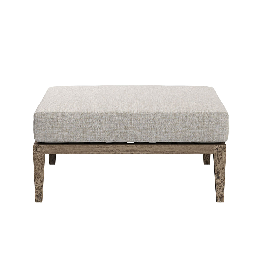 Northlake Outdoor Patio Teak Ottoman - Weathered Gray Pebble