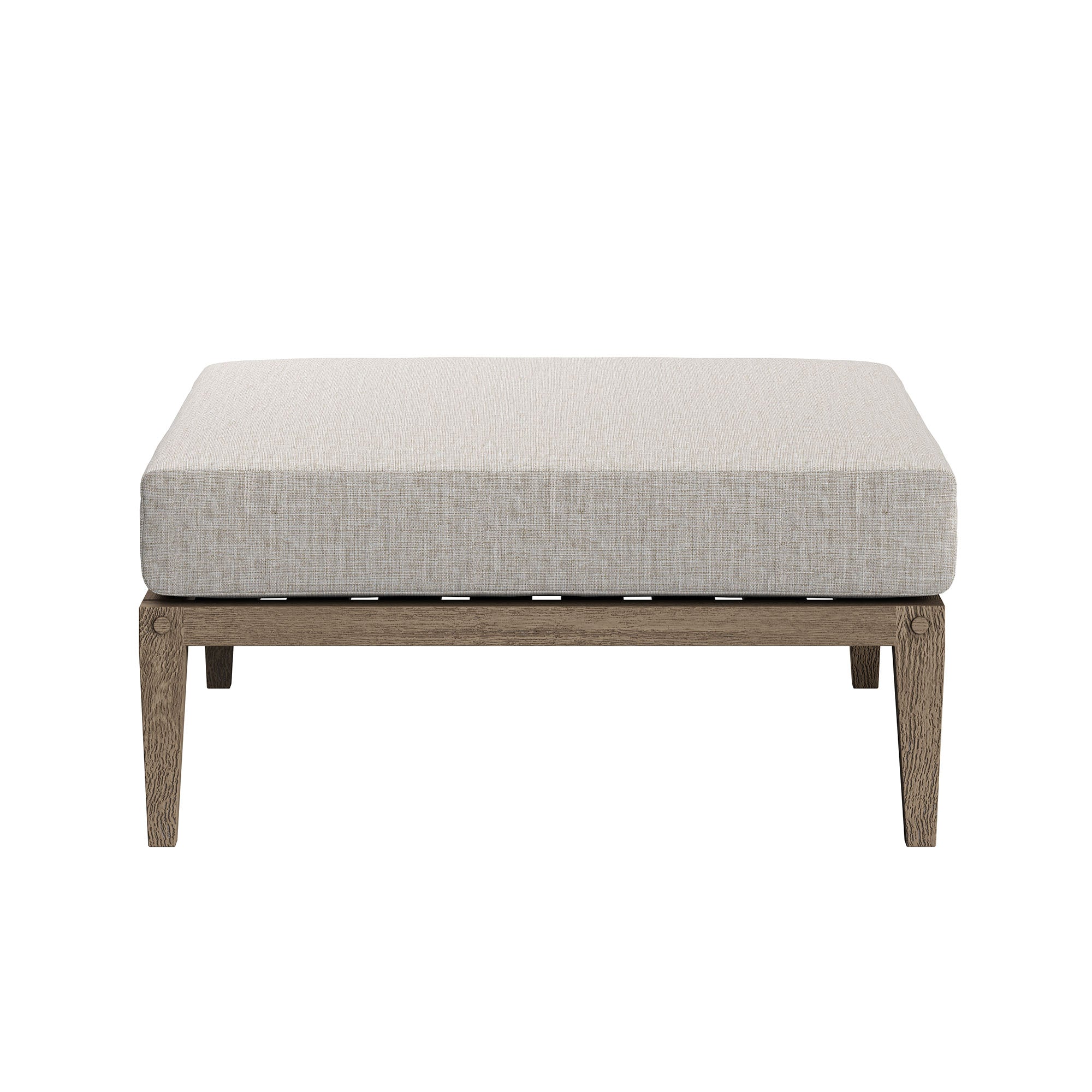Northlake Outdoor Patio Teak Ottoman - Weathered Gray Pebble