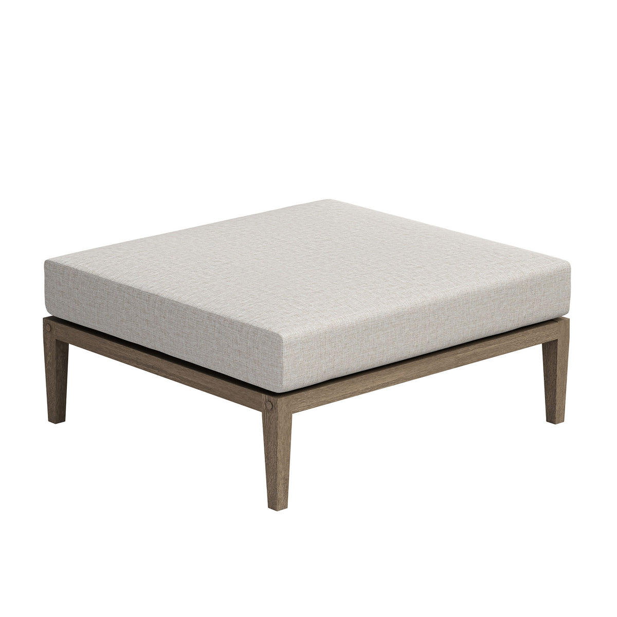 Northlake Outdoor Patio Teak Ottoman - Weathered Gray Pebble