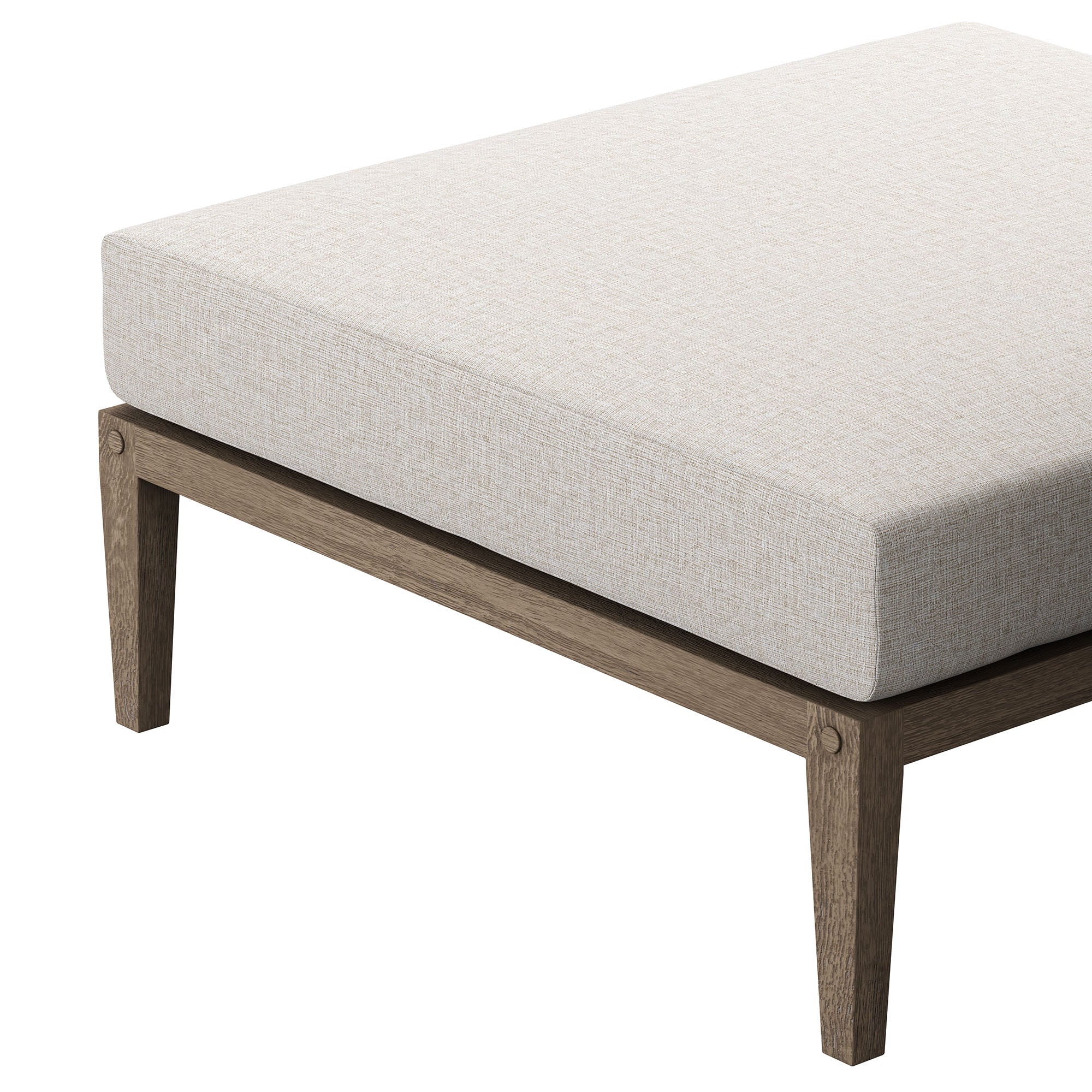 Northlake Outdoor Patio Teak Ottoman - Weathered Gray Pebble