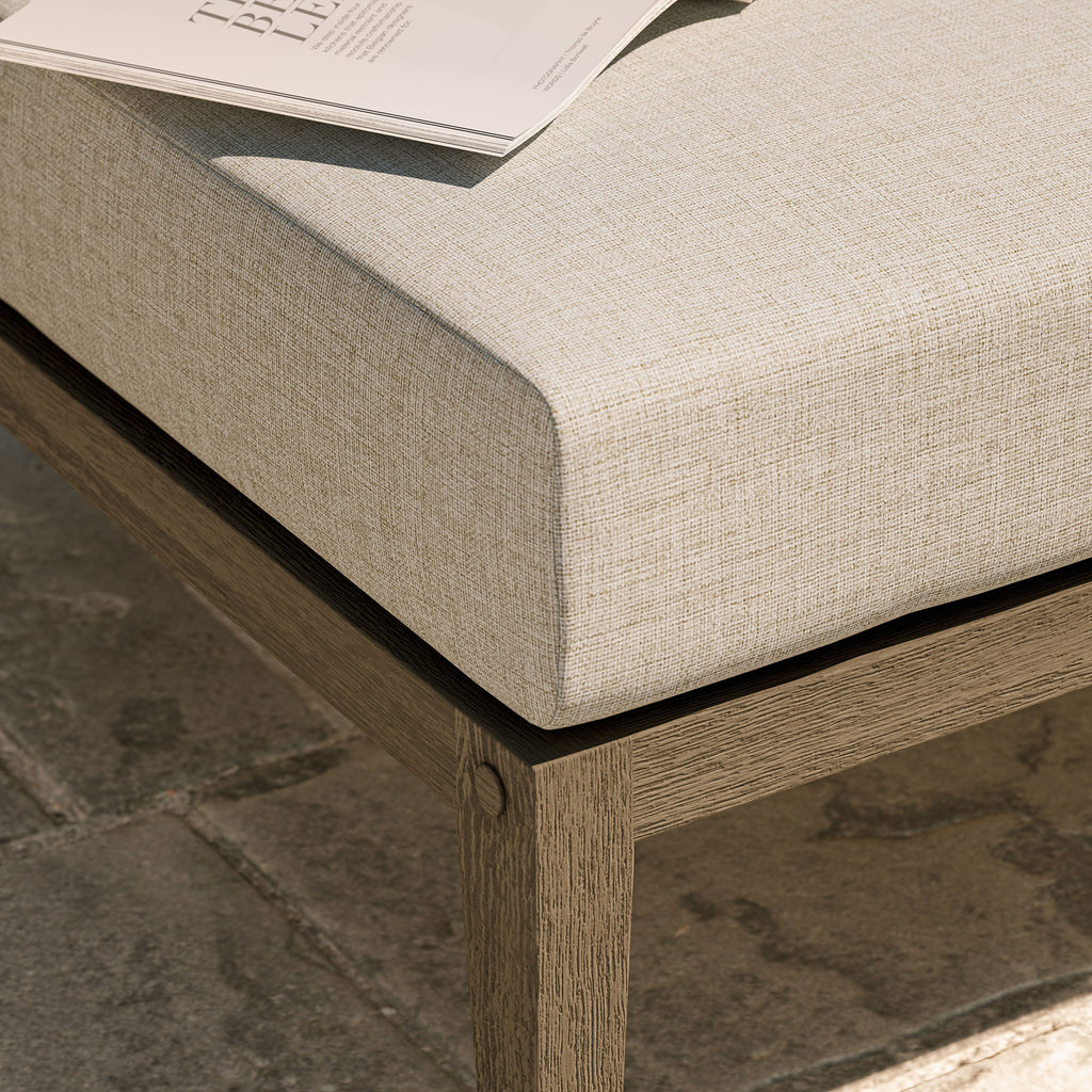 Northlake Outdoor Patio Teak Ottoman - Weathered Gray Pebble