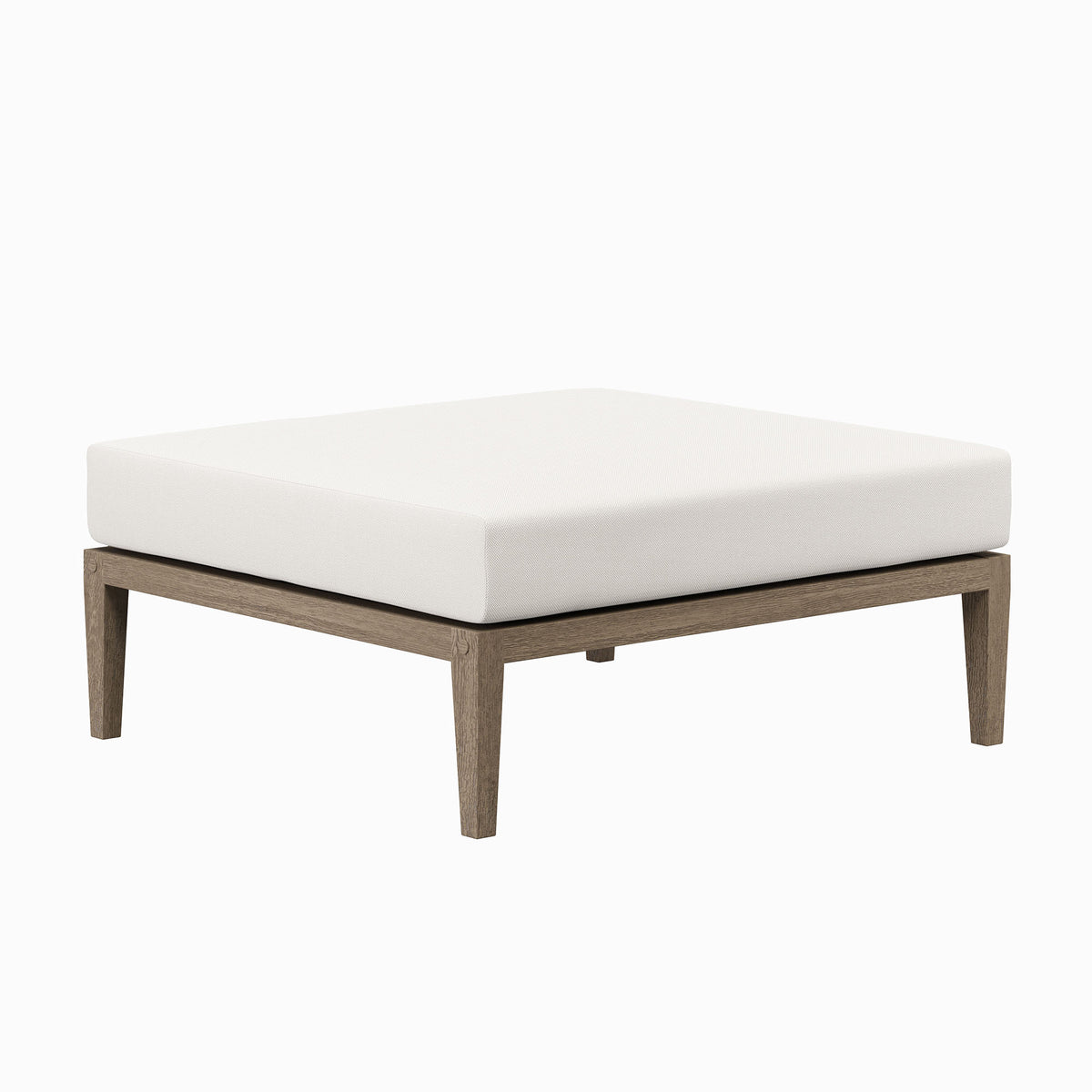 Northlake Outdoor Patio Teak Ottoman - Weathered Gray White