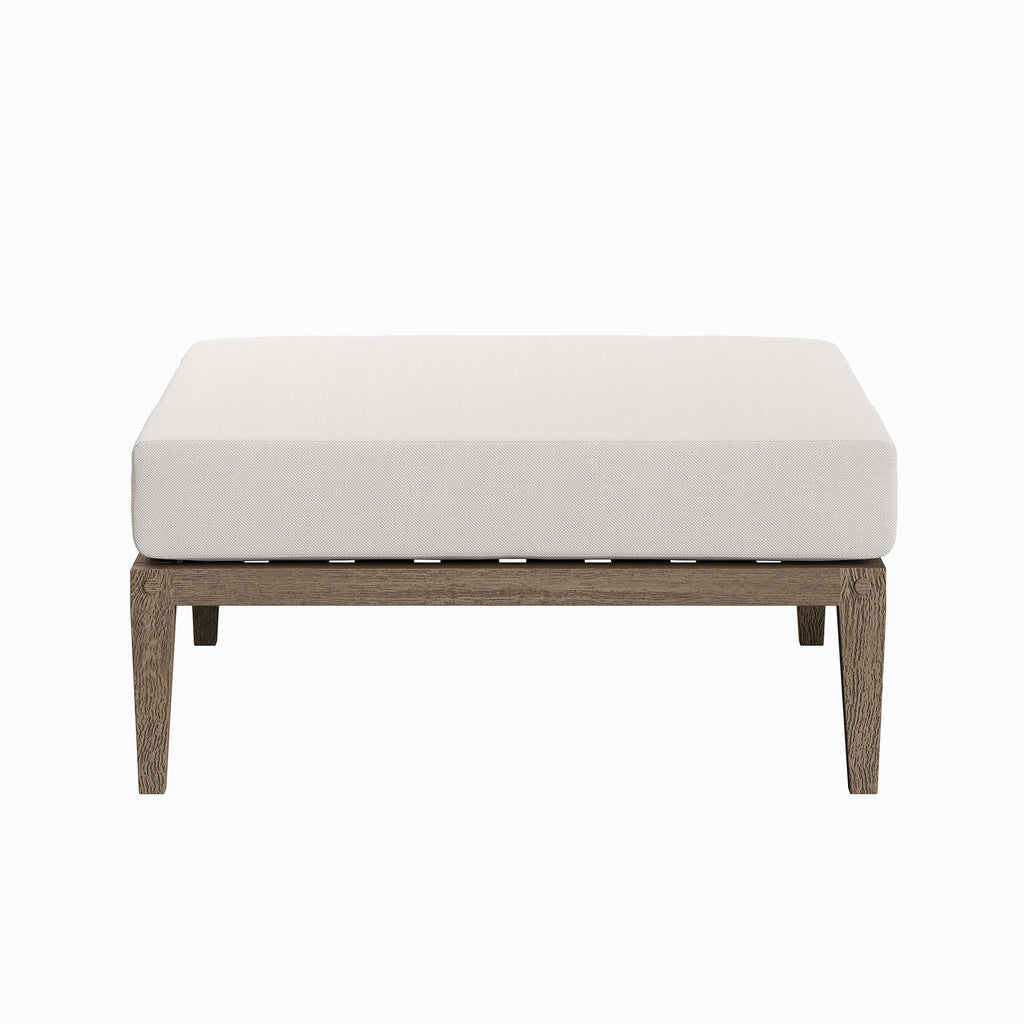 Northlake Outdoor Patio Teak Ottoman - Weathered Gray White