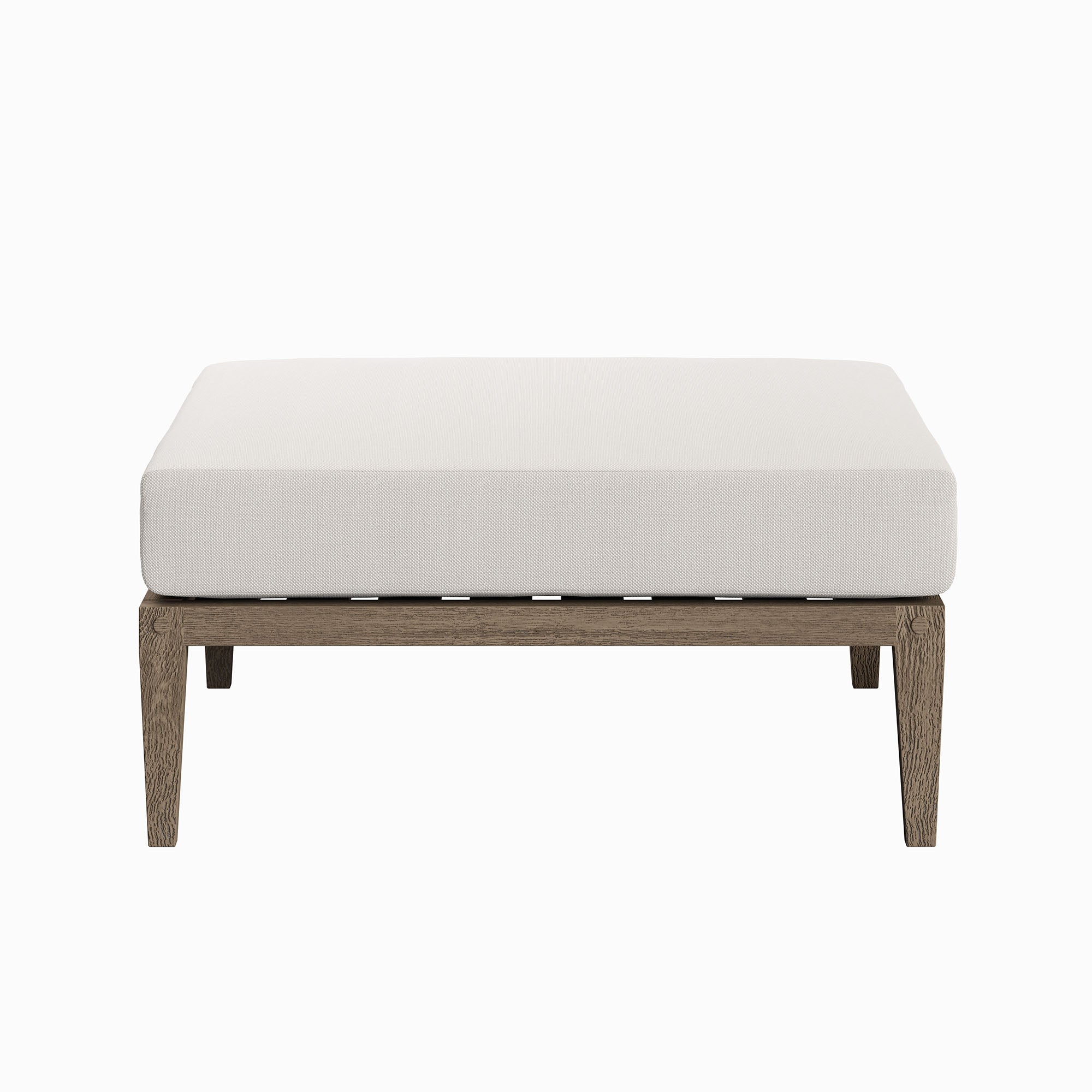 Northlake Outdoor Patio Teak Ottoman - Weathered Gray White