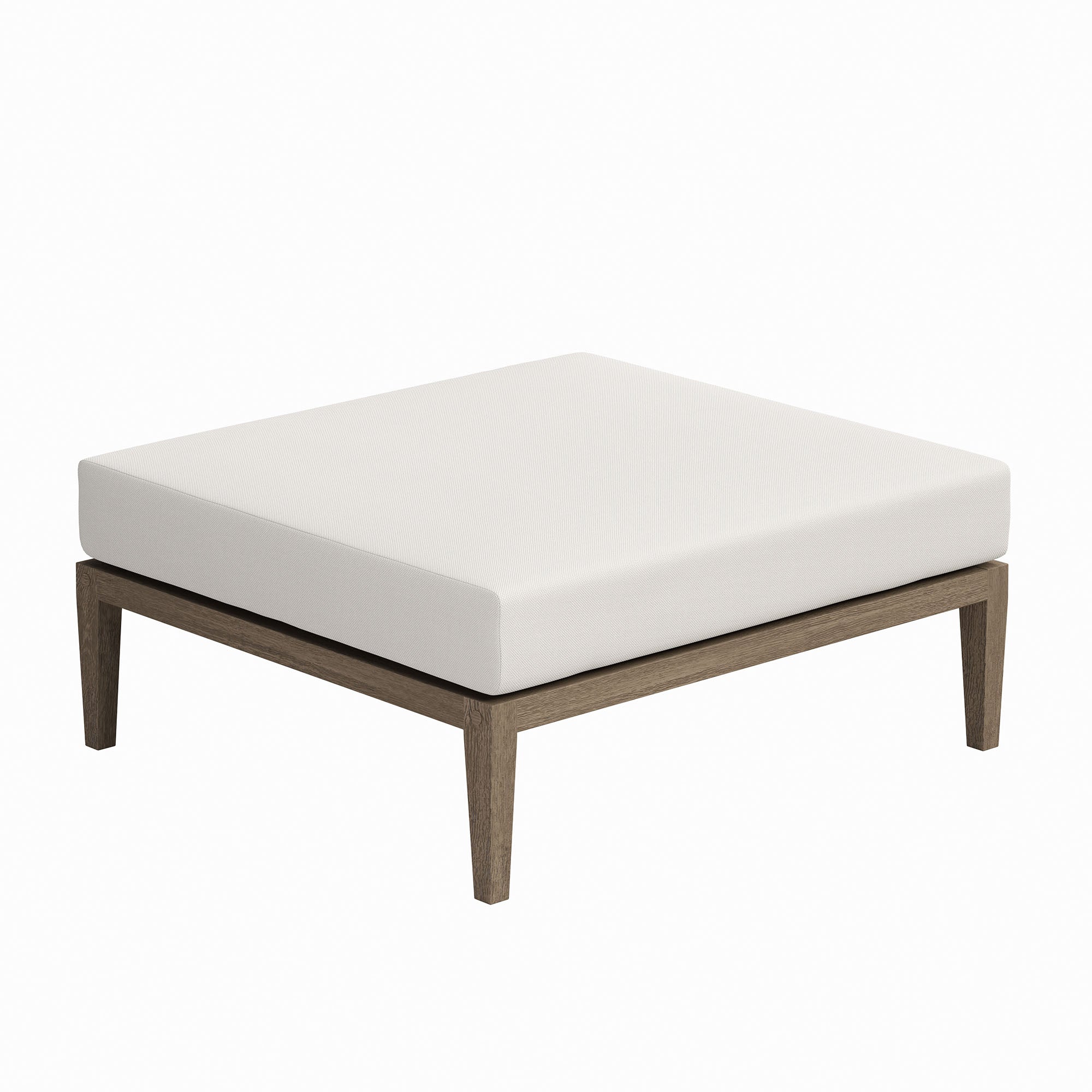 Northlake Outdoor Patio Teak Ottoman - Weathered Gray White