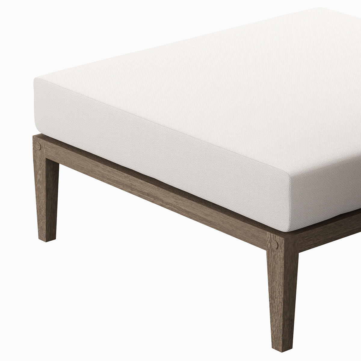 Northlake Outdoor Patio Teak Ottoman - Weathered Gray White