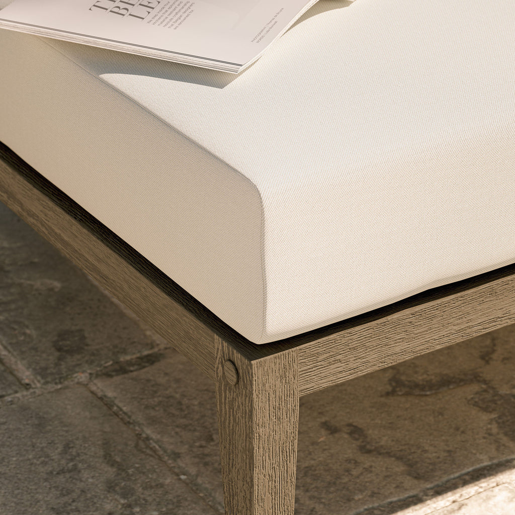 Northlake Outdoor Patio Teak Ottoman - Weathered Gray White