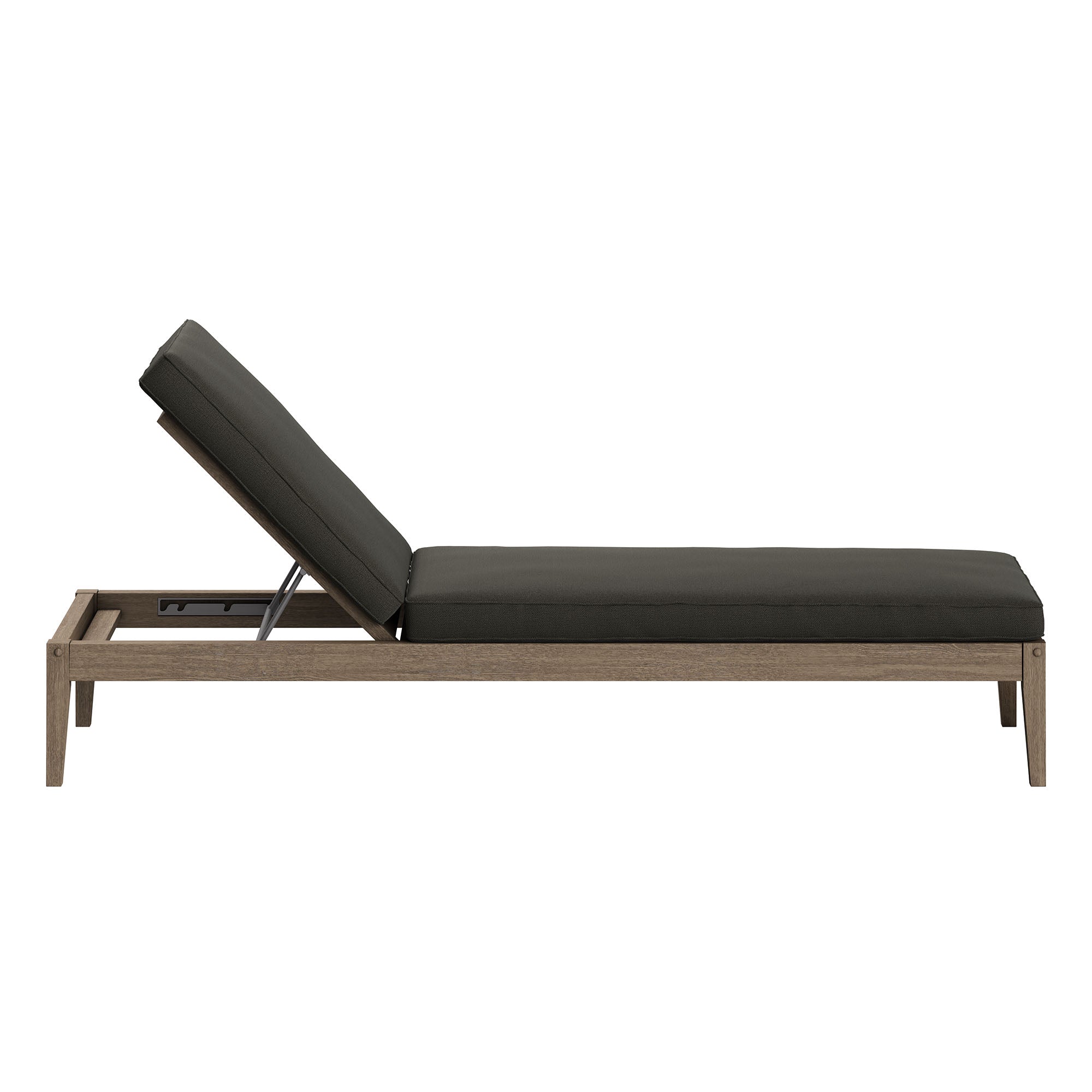 Northlake Outdoor Patio Teak Chaise Lounge - Weathered Gray Flint