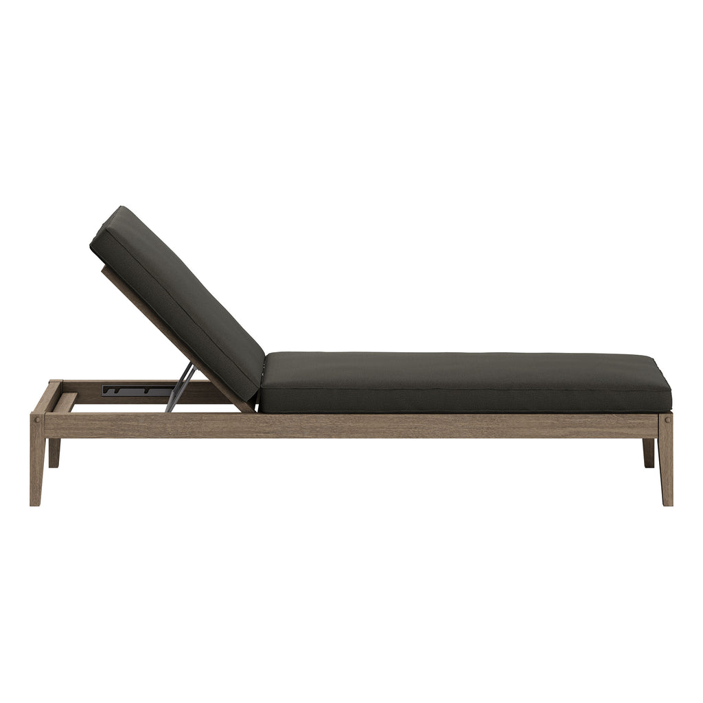 Northlake 3-Piece Outdoor Patio Teak Wood Furniture Set with Chaise Lounges and Side Table - Weathered Gray Flint