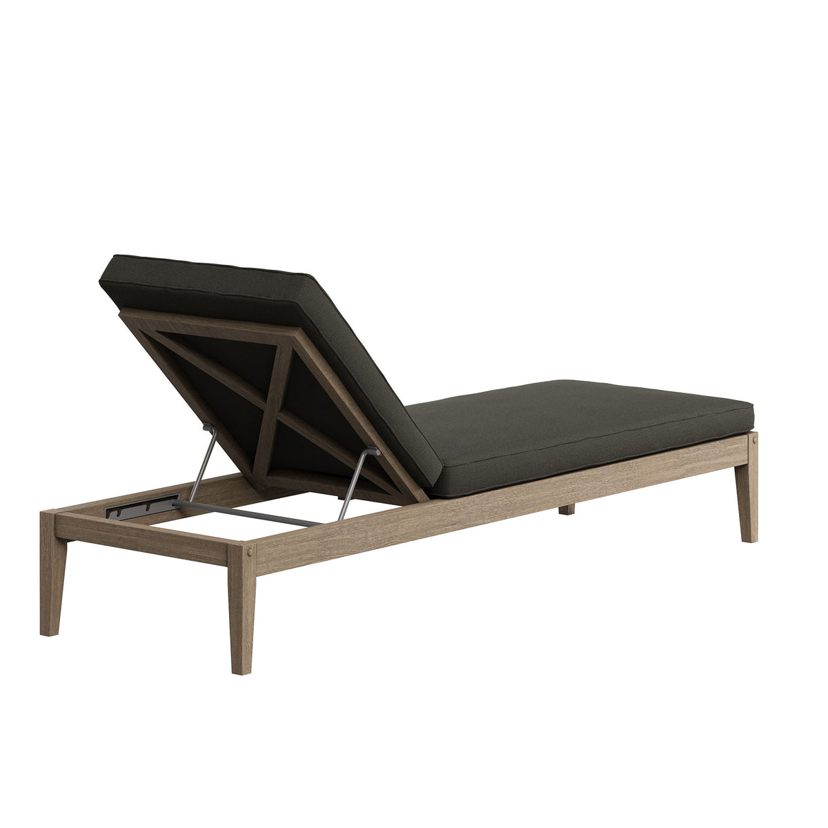 Northlake Outdoor Patio Teak Chaise Lounge - Weathered Gray Flint