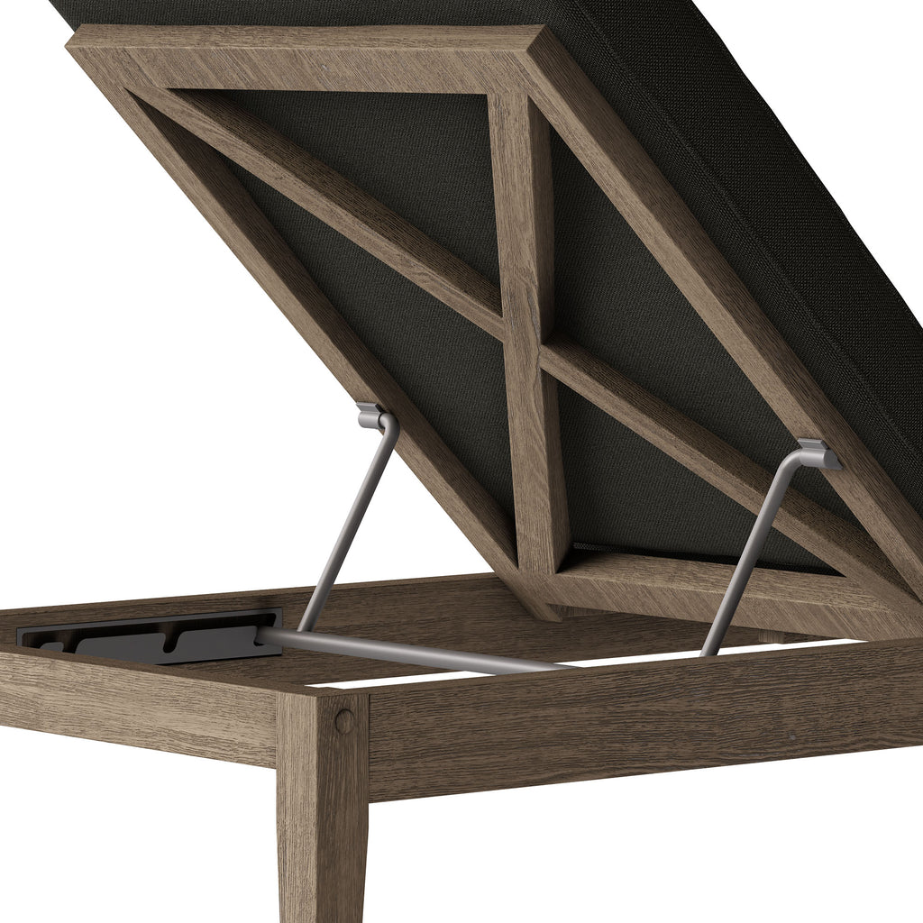 Northlake Outdoor Patio Teak Chaise Lounge - Weathered Gray Flint
