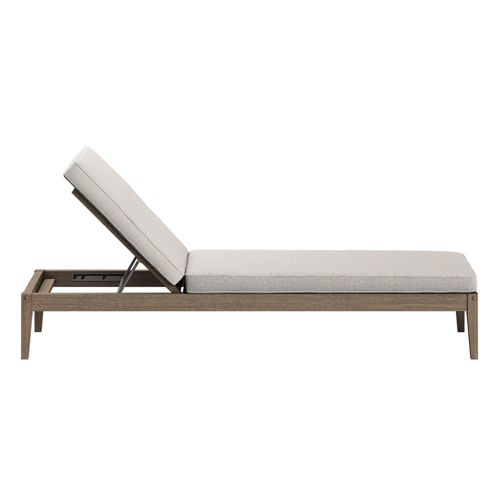 Northlake Outdoor Patio Teak Chaise Lounge - Weathered Gray Pebble
