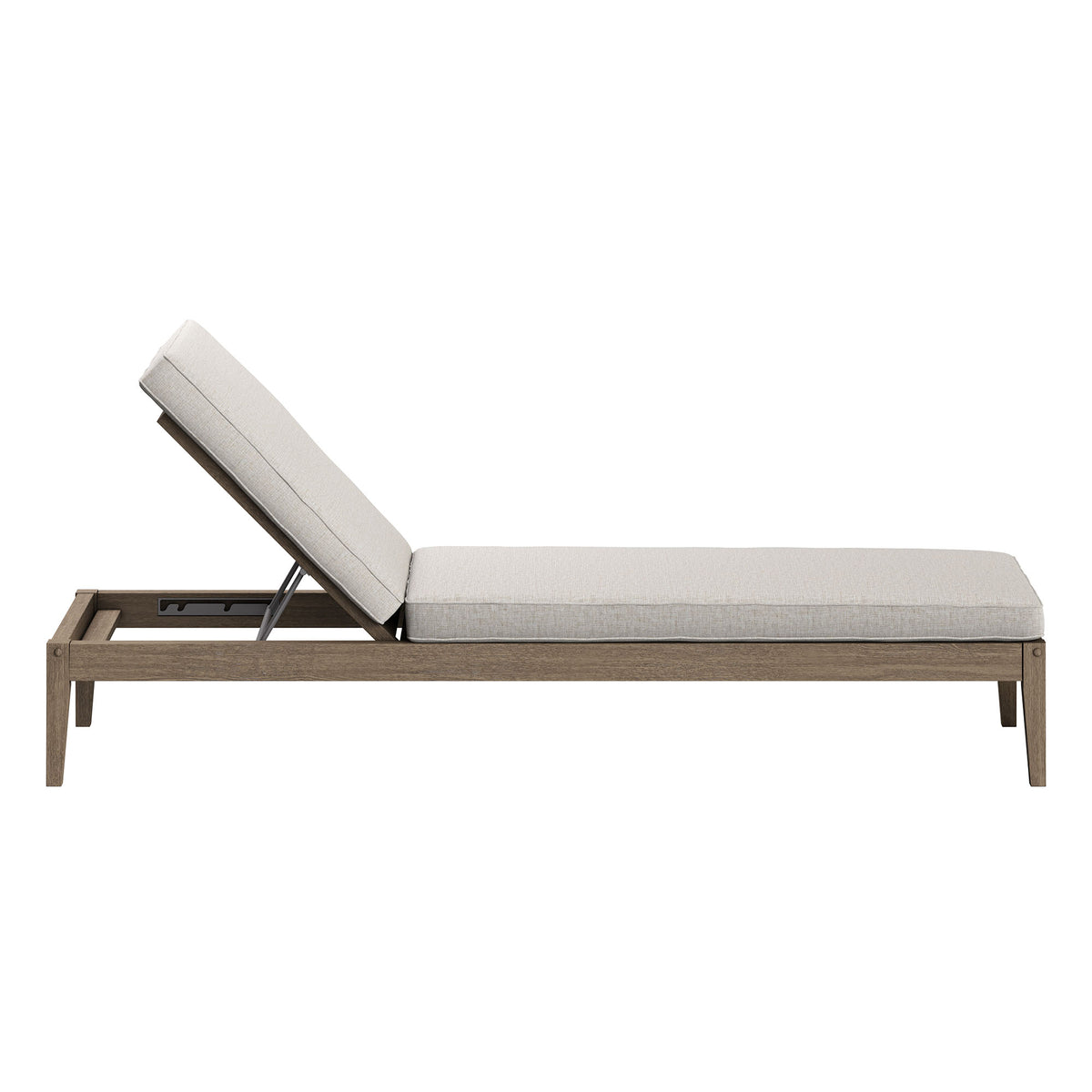 Northlake 3-Piece Outdoor Patio Teak Wood Furniture Set with Chaise Lounges and Side Table - Weathered Gray Pebble