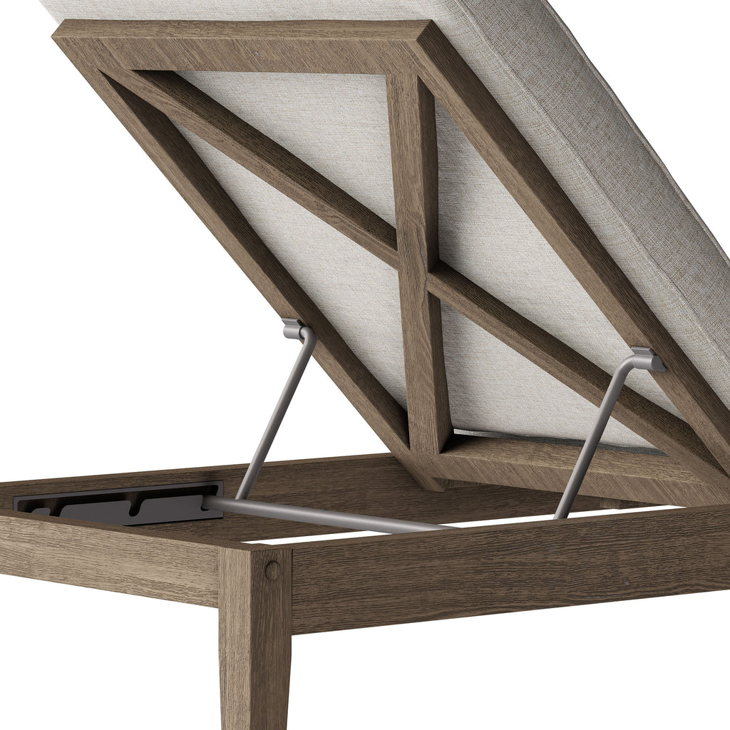 Northlake Outdoor Patio Teak Chaise Lounge - Weathered Gray Pebble
