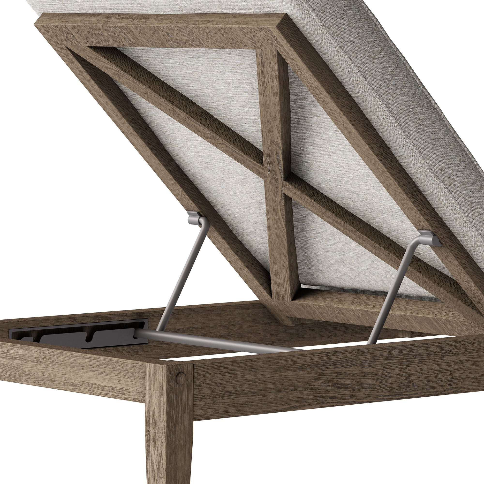 Northlake Outdoor Patio Teak Chaise Lounge - Weathered Gray Pebble