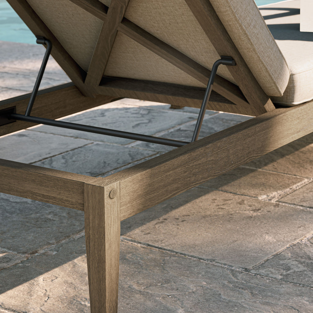Northlake Outdoor Patio Teak Chaise Lounge - Weathered Gray Pebble