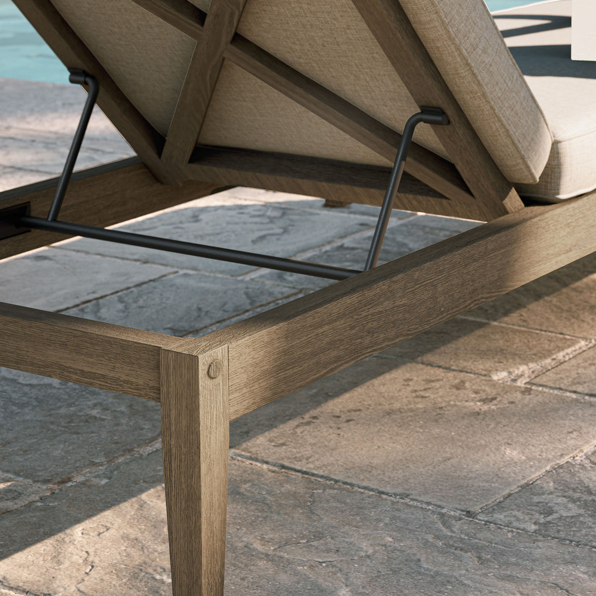 Northlake Outdoor Patio Teak Chaise Lounge - Weathered Gray Pebble