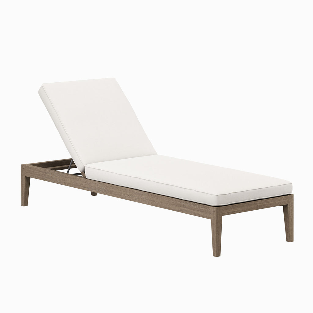 Northlake Outdoor Patio Teak Chaise Lounge - Weathered Gray White