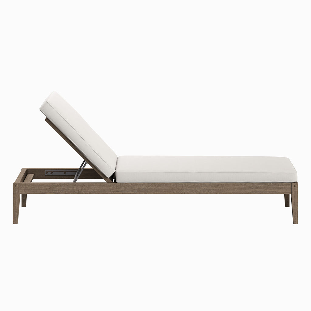Northlake Outdoor Patio Teak Chaise Lounge - Weathered Gray White