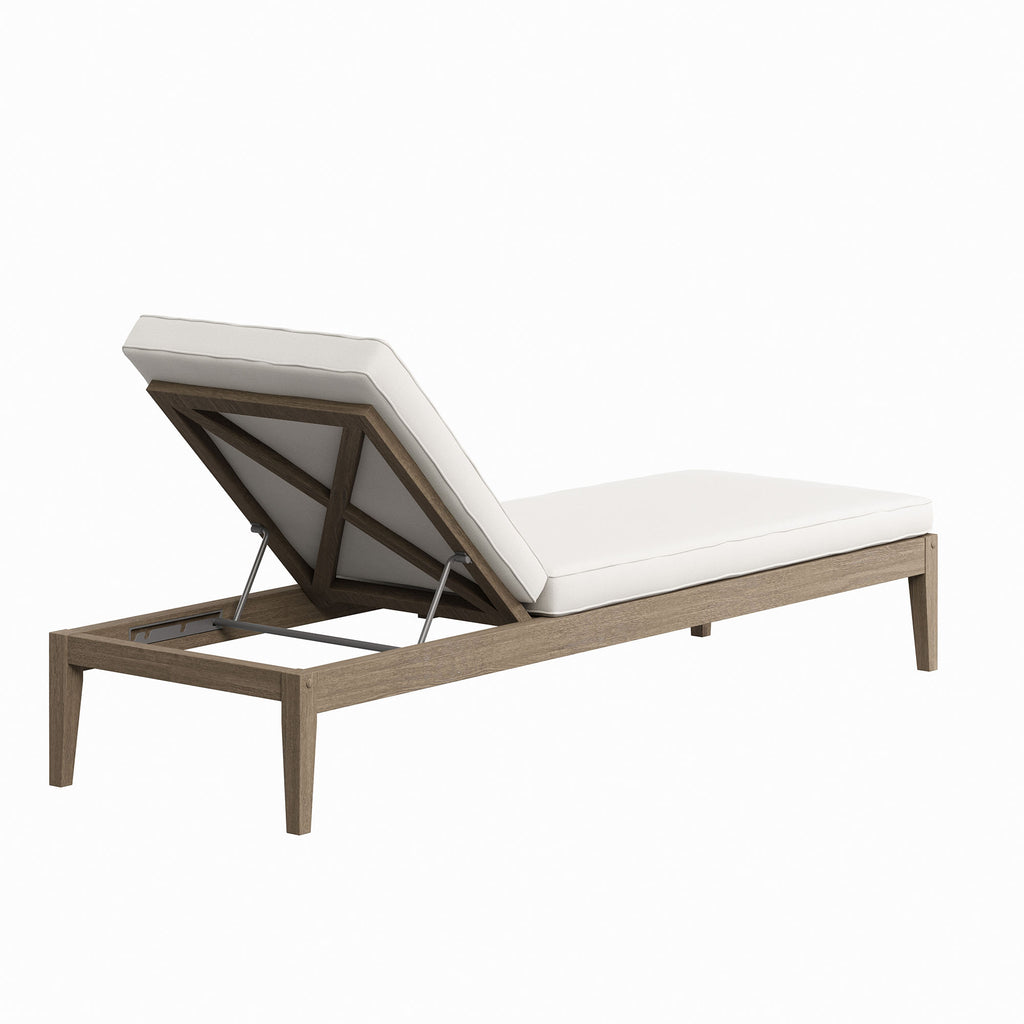 Northlake Outdoor Patio Teak Chaise Lounge - Weathered Gray White