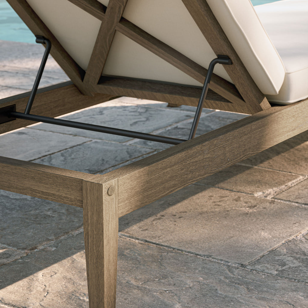 Northlake Outdoor Patio Teak Chaise Lounge - Weathered Gray White