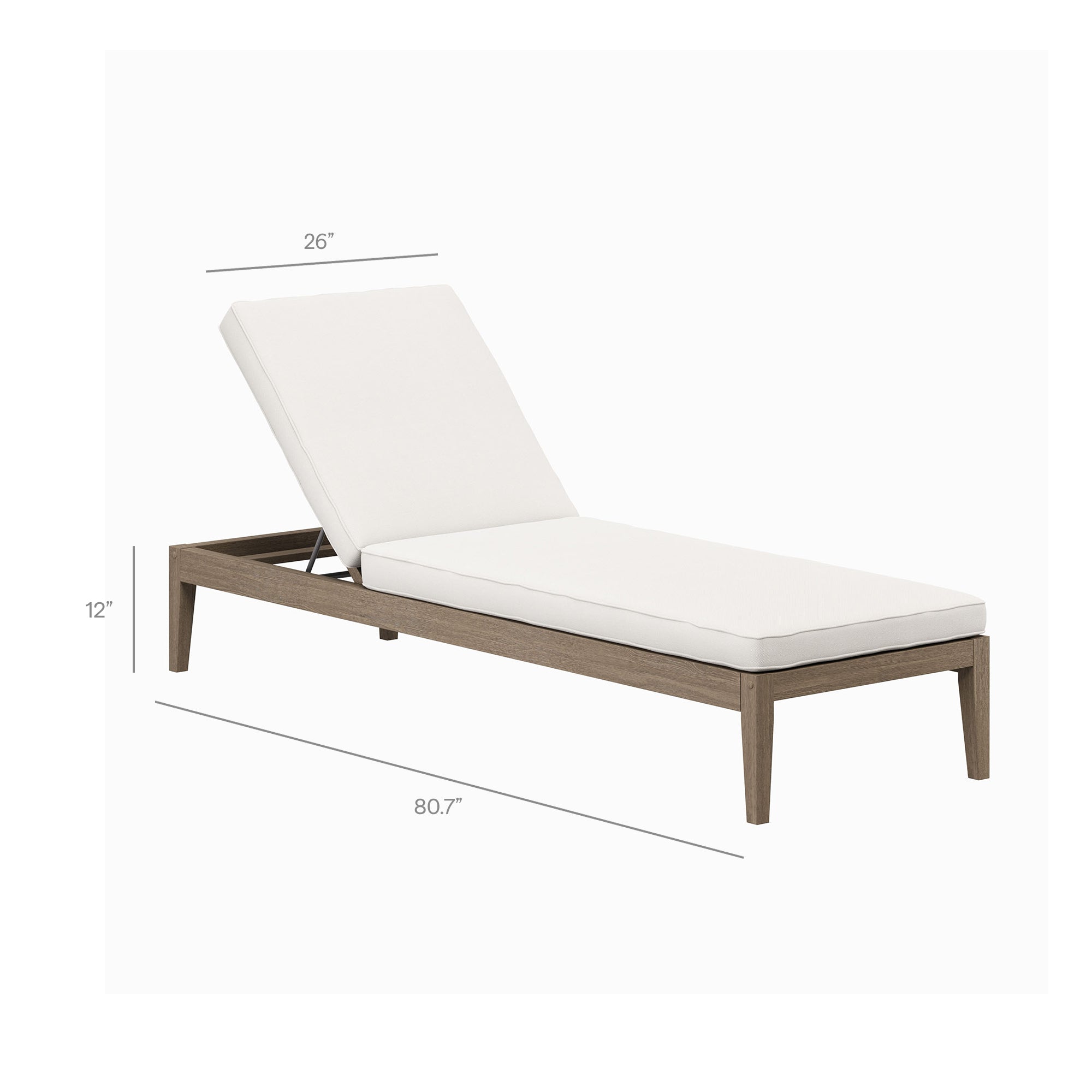 Northlake Outdoor Patio Teak Chaise Lounge - Weathered Gray White