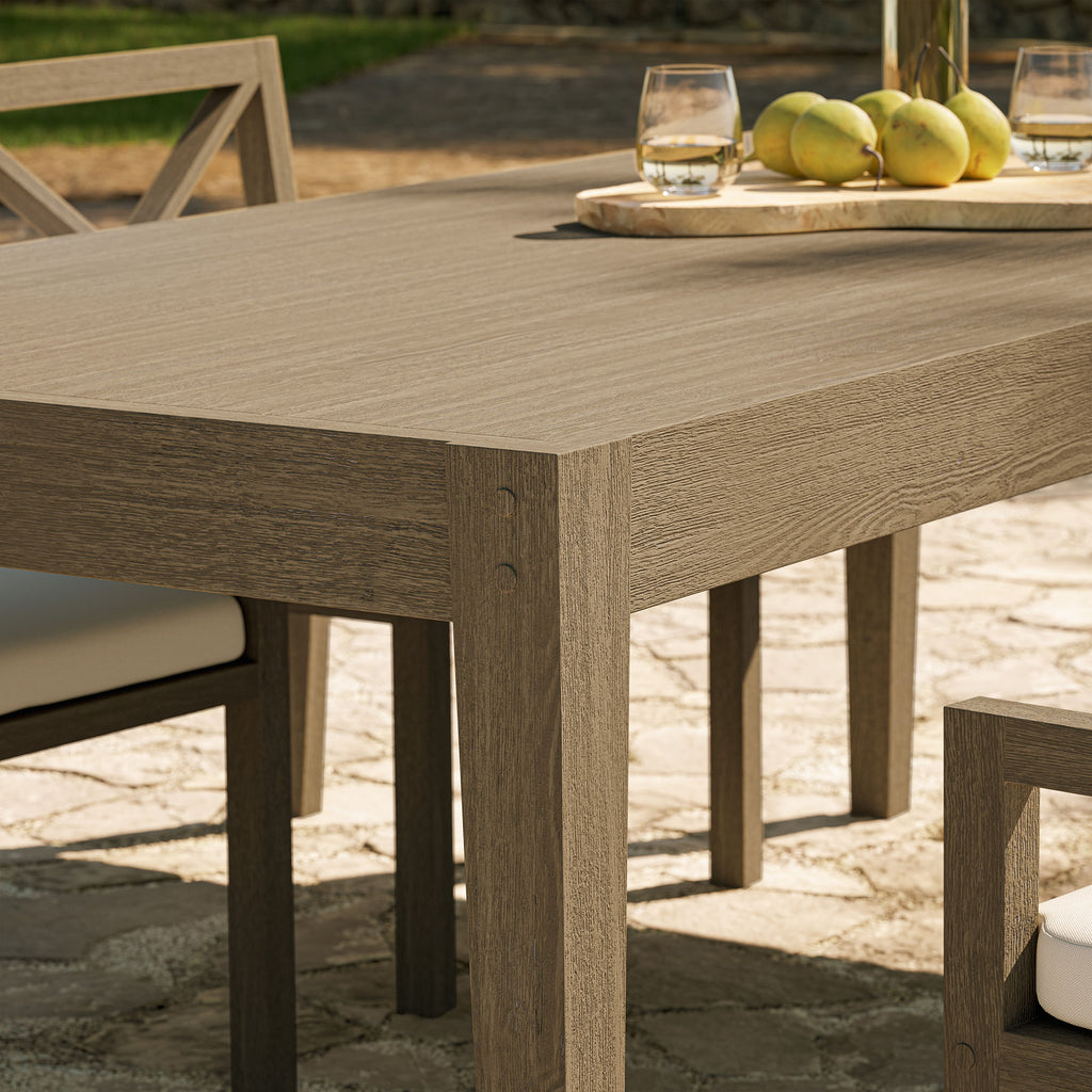 Northlake 83" Rectangular Outdoor Patio Teak Dining Table - Weathered Gray