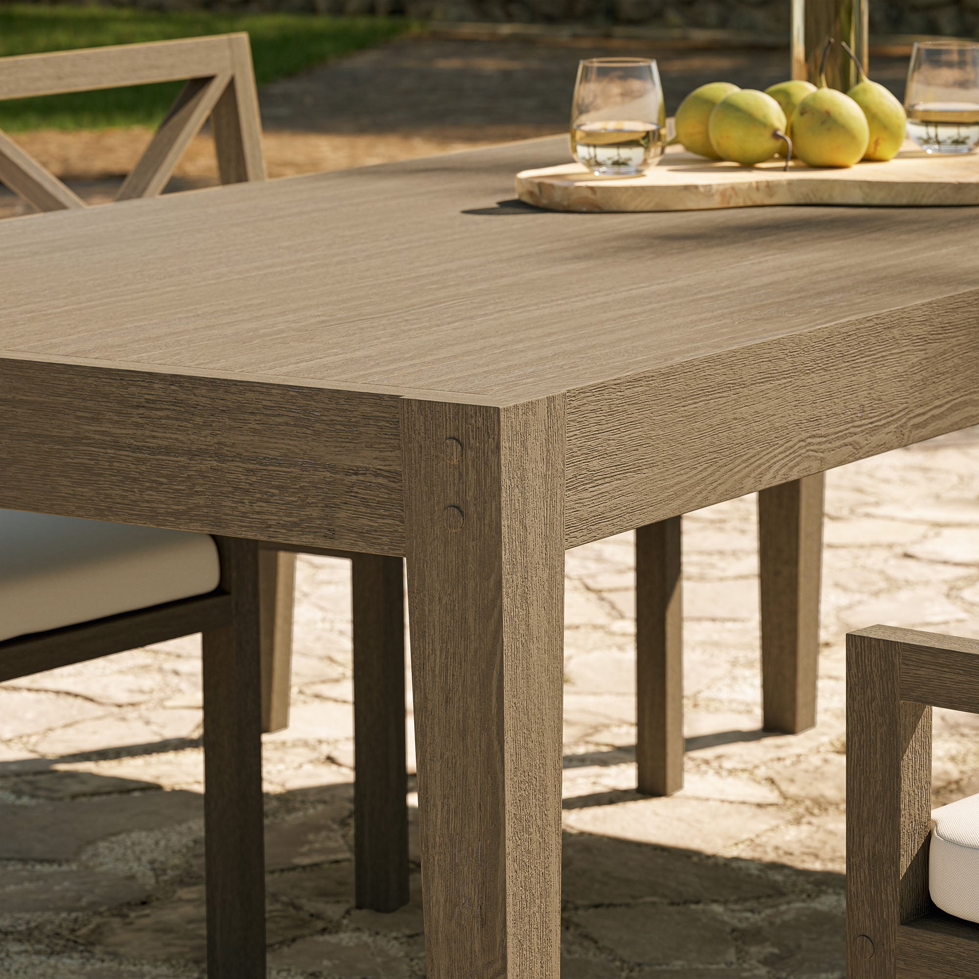Northlake 83" Rectangular Outdoor Patio Teak Dining Table - Weathered Gray