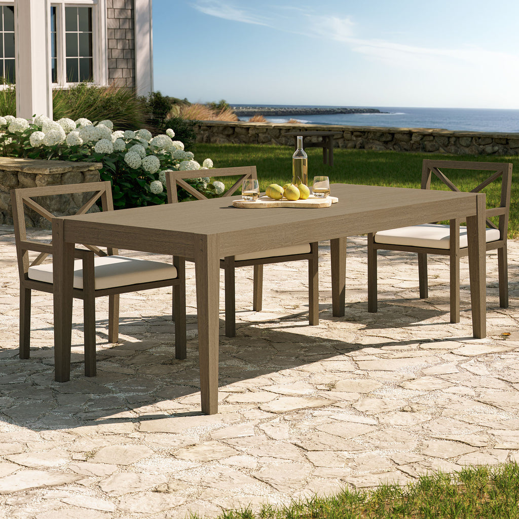Northlake 83" Rectangular Outdoor Patio Teak Dining Table - Weathered Gray