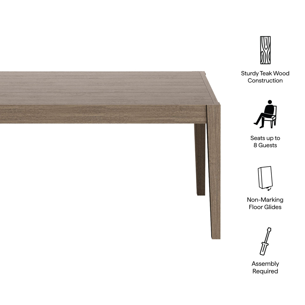 Northlake 83" Rectangular Outdoor Patio Teak Dining Table - Weathered Gray