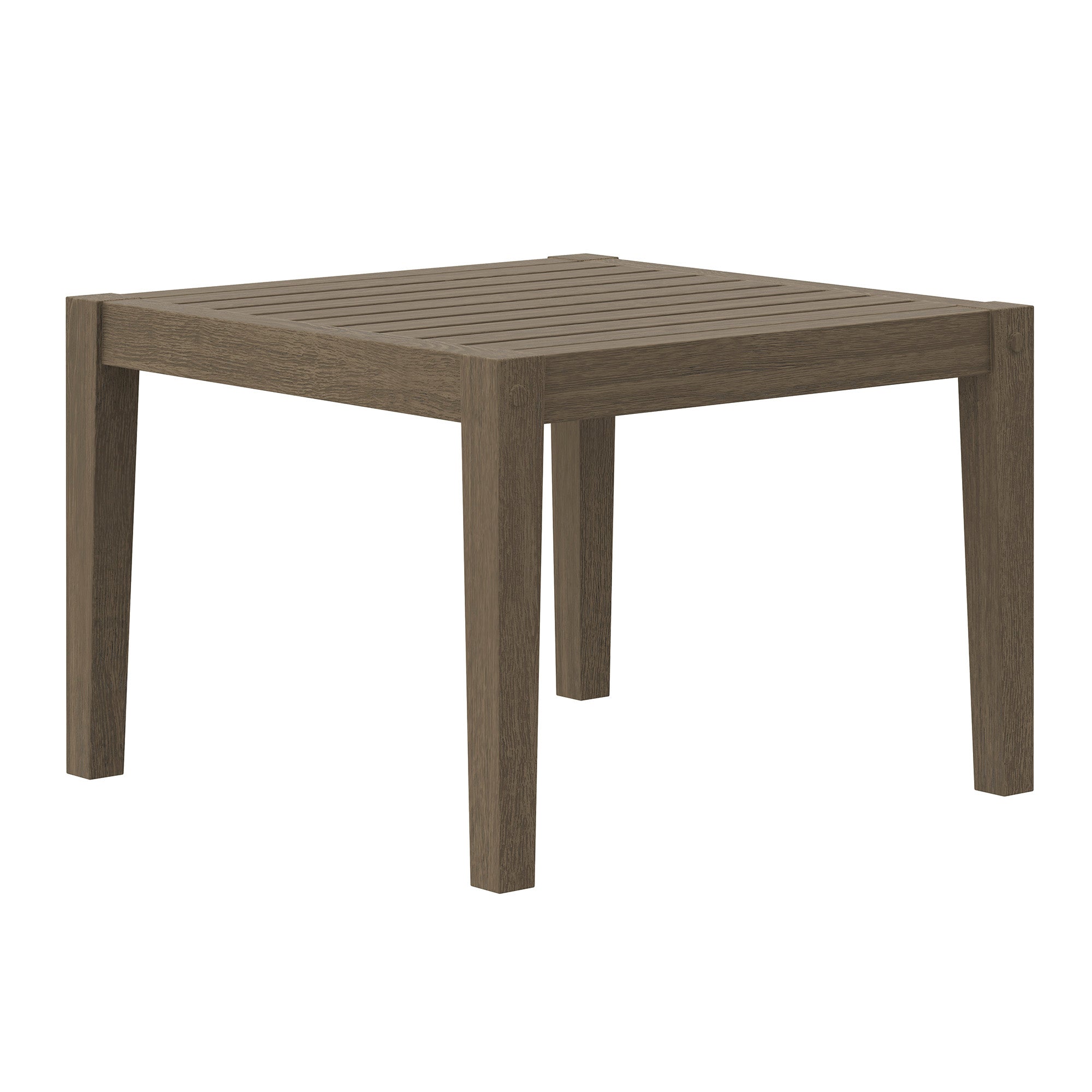 Northlake Square Outdoor Patio Teak Side Table - Weathered Gray