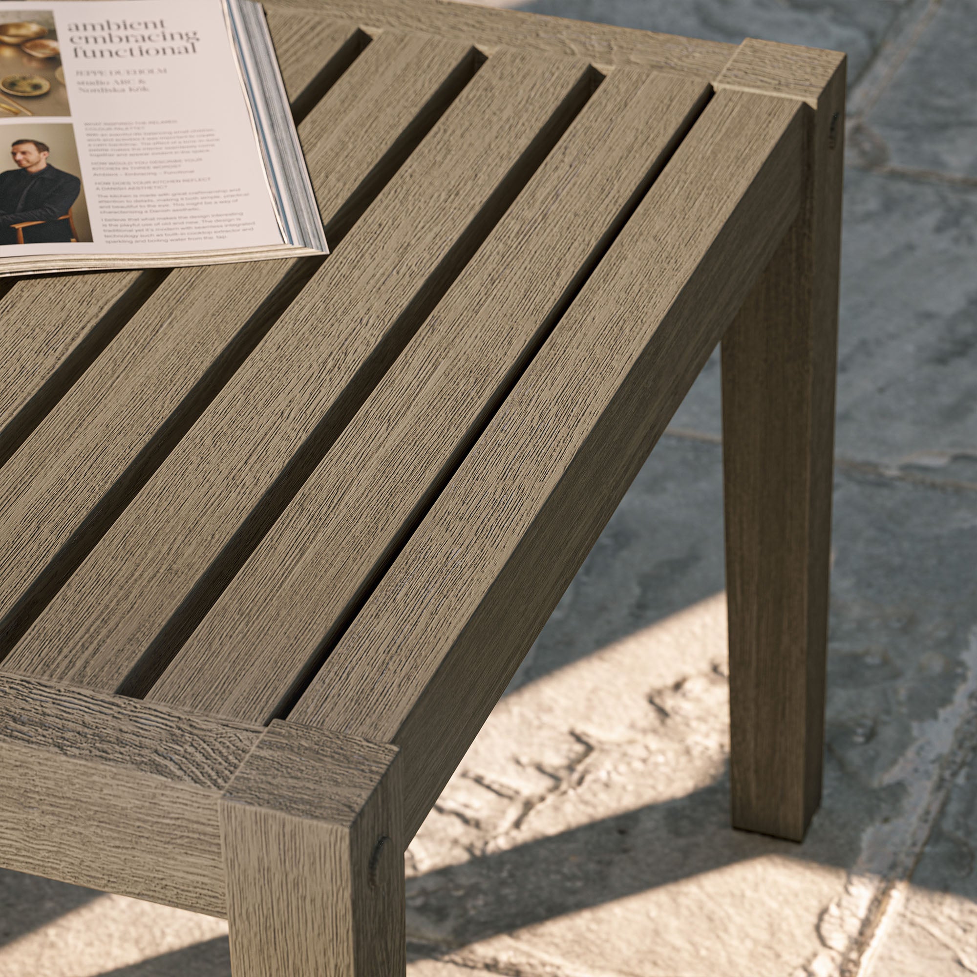 Northlake Square Outdoor Patio Teak Side Table - Weathered Gray