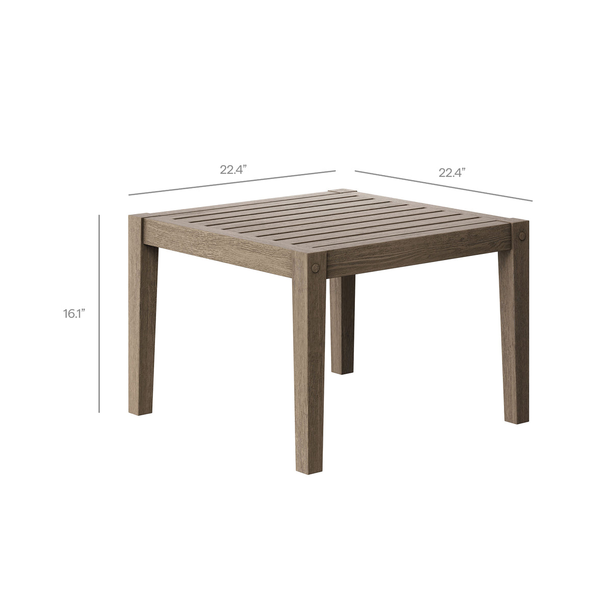 Northlake Square Outdoor Patio Teak Side Table - Weathered Gray
