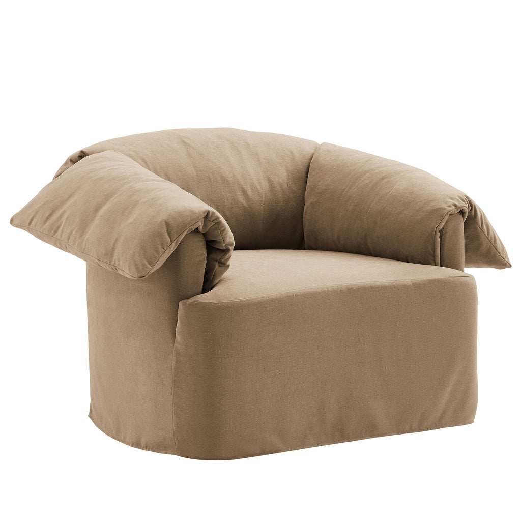Lark Slipcovered Fabric Oversized Armchair - Almond