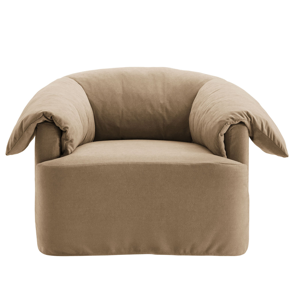 Lark Slipcovered Fabric Oversized Armchair - Almond