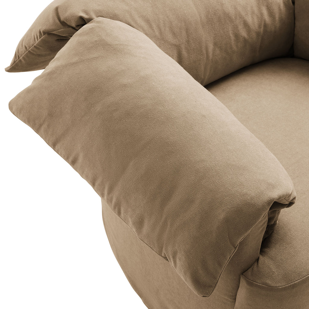 Lark Slipcovered Fabric Oversized Armchair - Almond