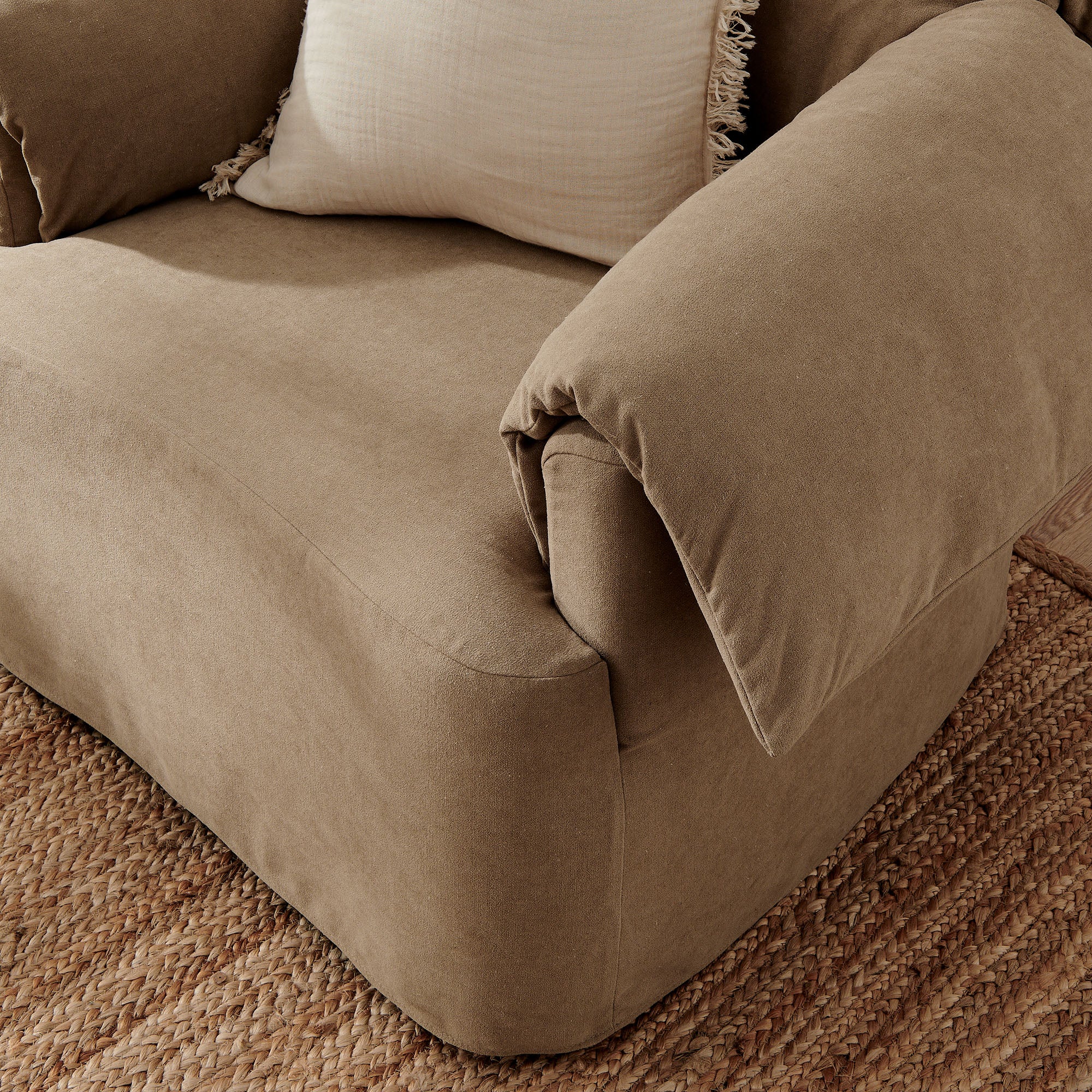 Lark Slipcovered Fabric Oversized Armchair - Almond