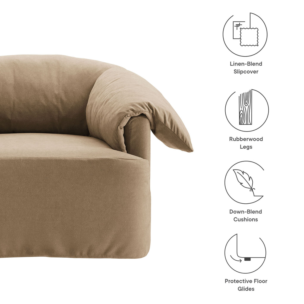 Lark Slipcovered Fabric Oversized Armchair - Almond