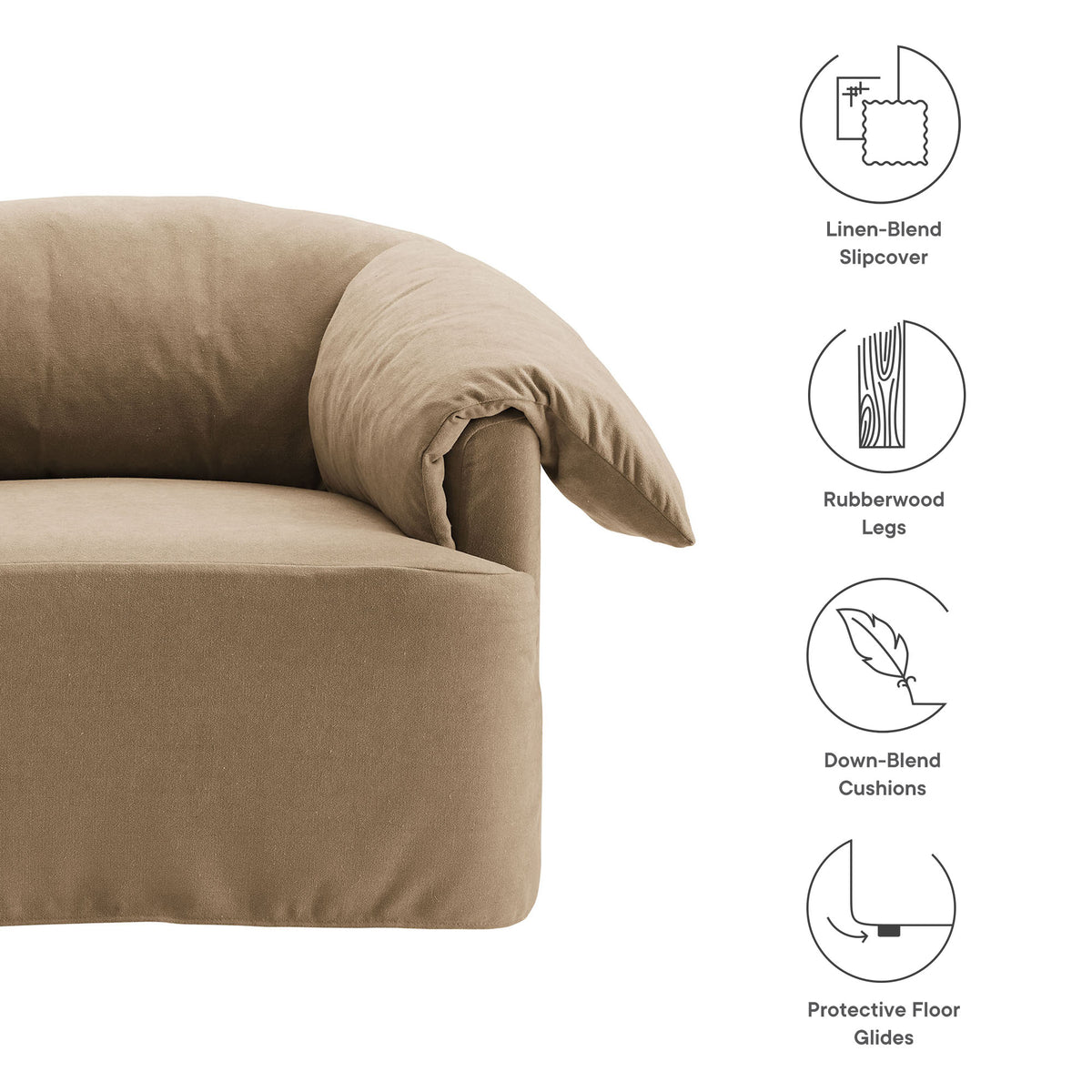 Lark Slipcovered Fabric Oversized Armchair - Almond