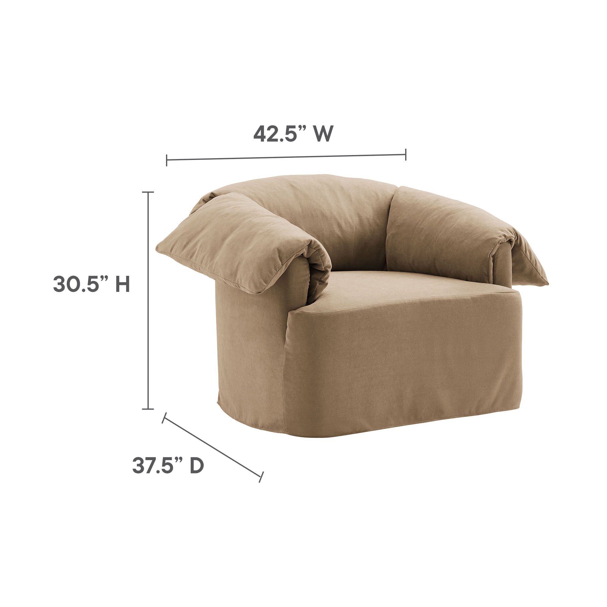 Lark Slipcovered Fabric Oversized Armchair - Almond