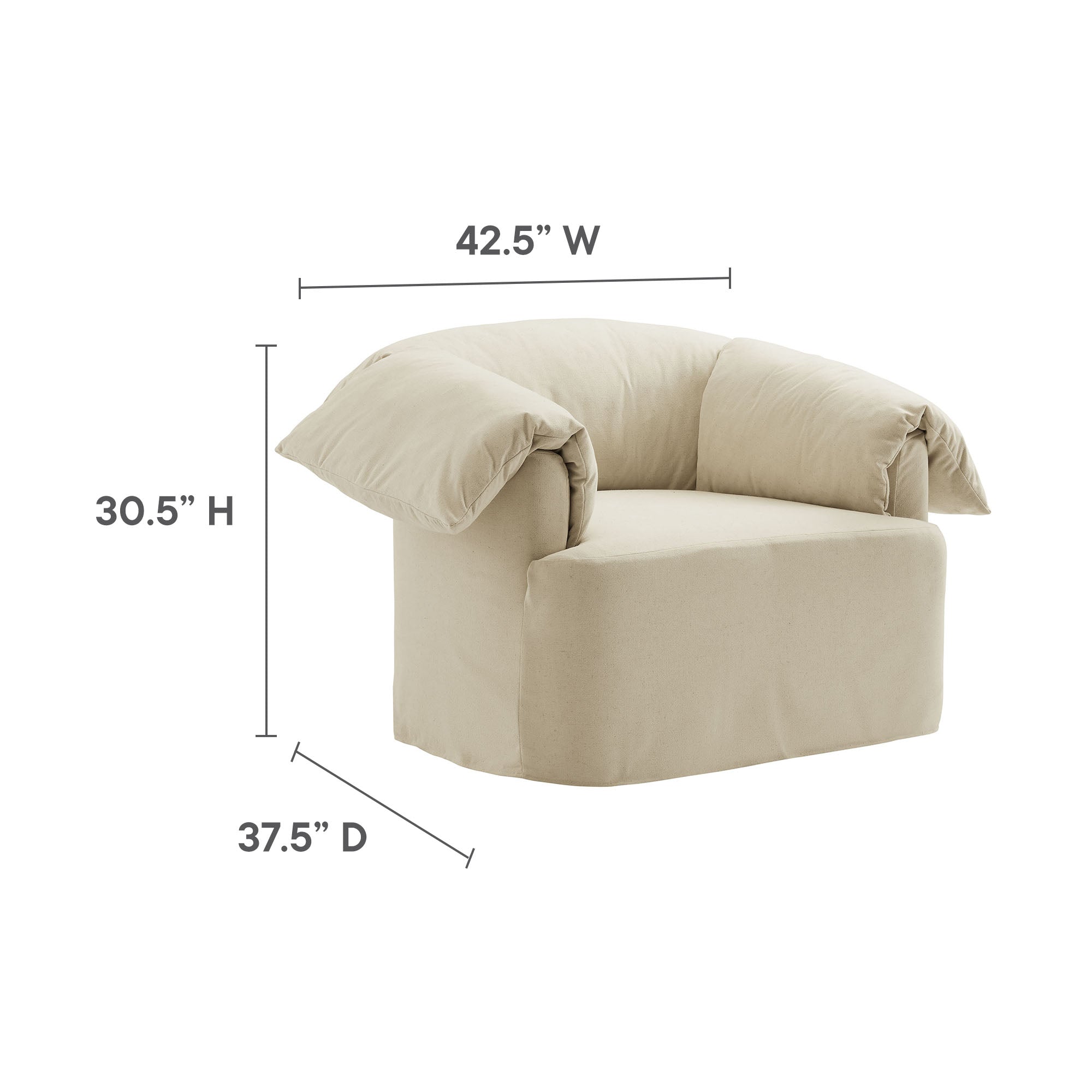 Lark Slipcovered Fabric Oversized Armchair - Linen