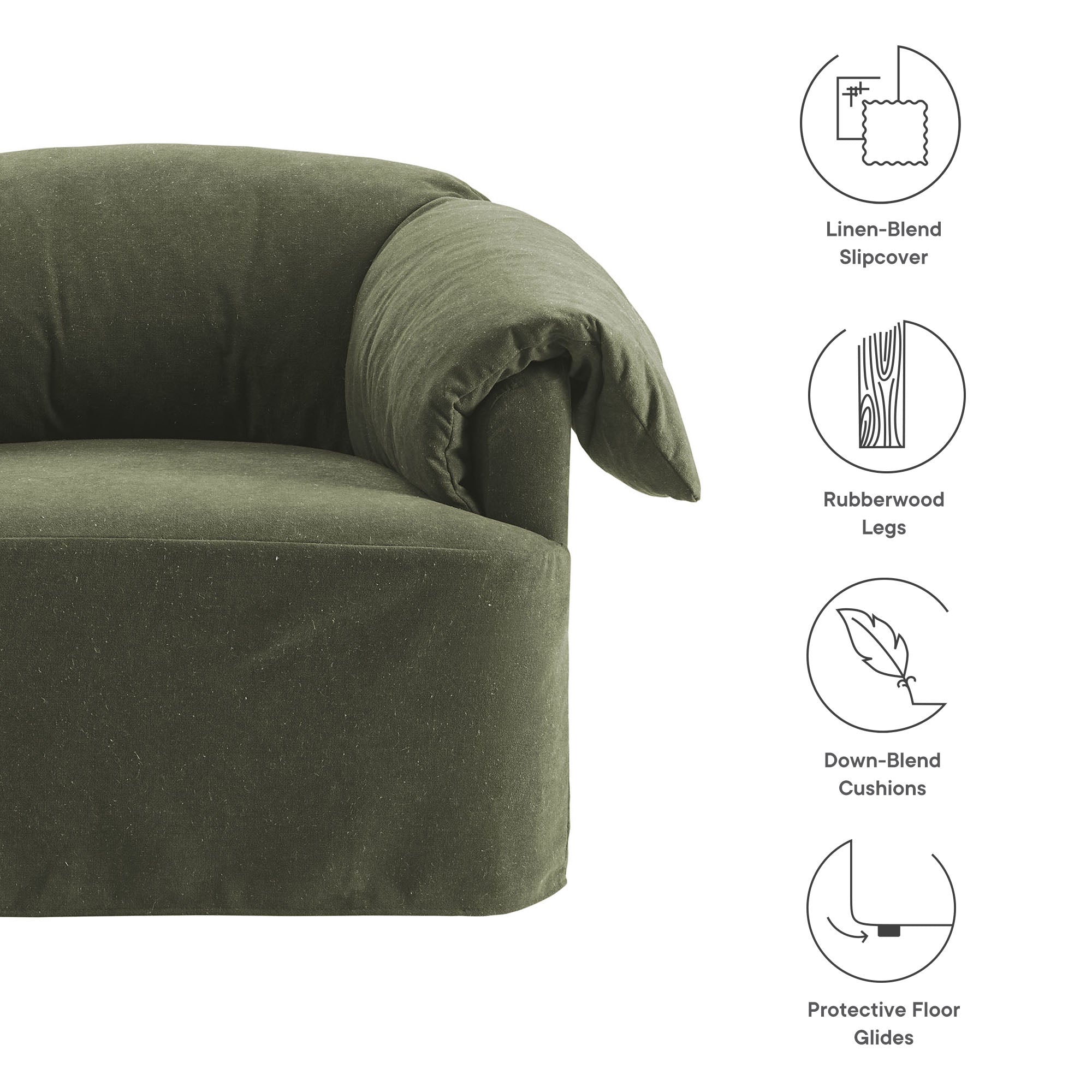 Lark Slipcovered Fabric Oversized Armchair - Sage