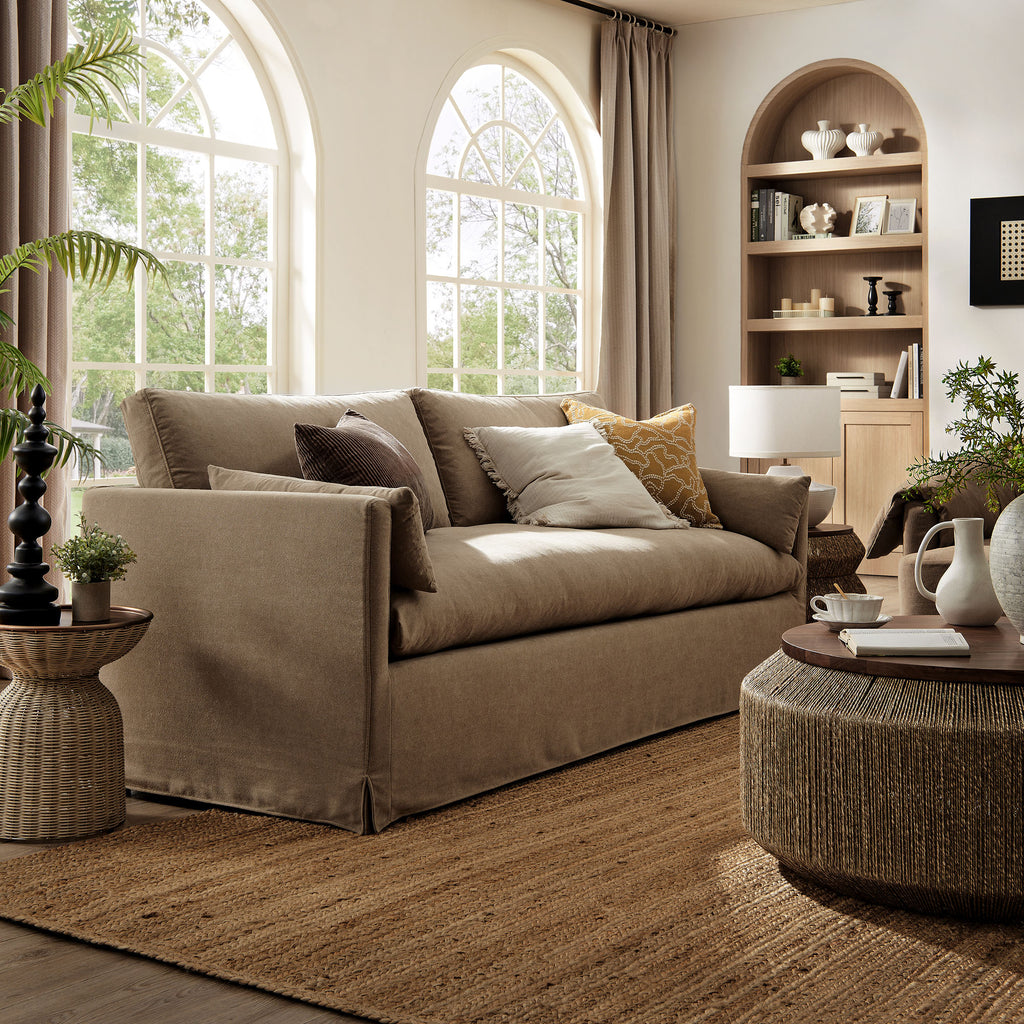 Wellfleet 85" Slipcovered Fabric Sofa - Almond