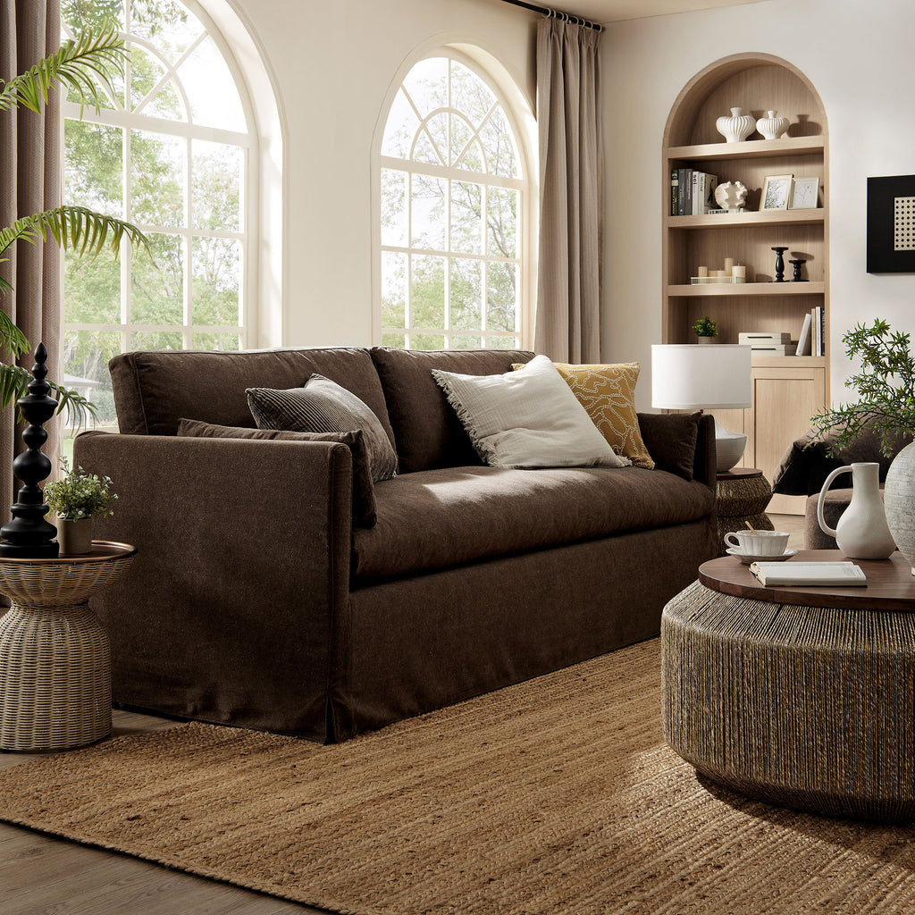 Wellfleet 85" Slipcovered Fabric Sofa - Cocoa