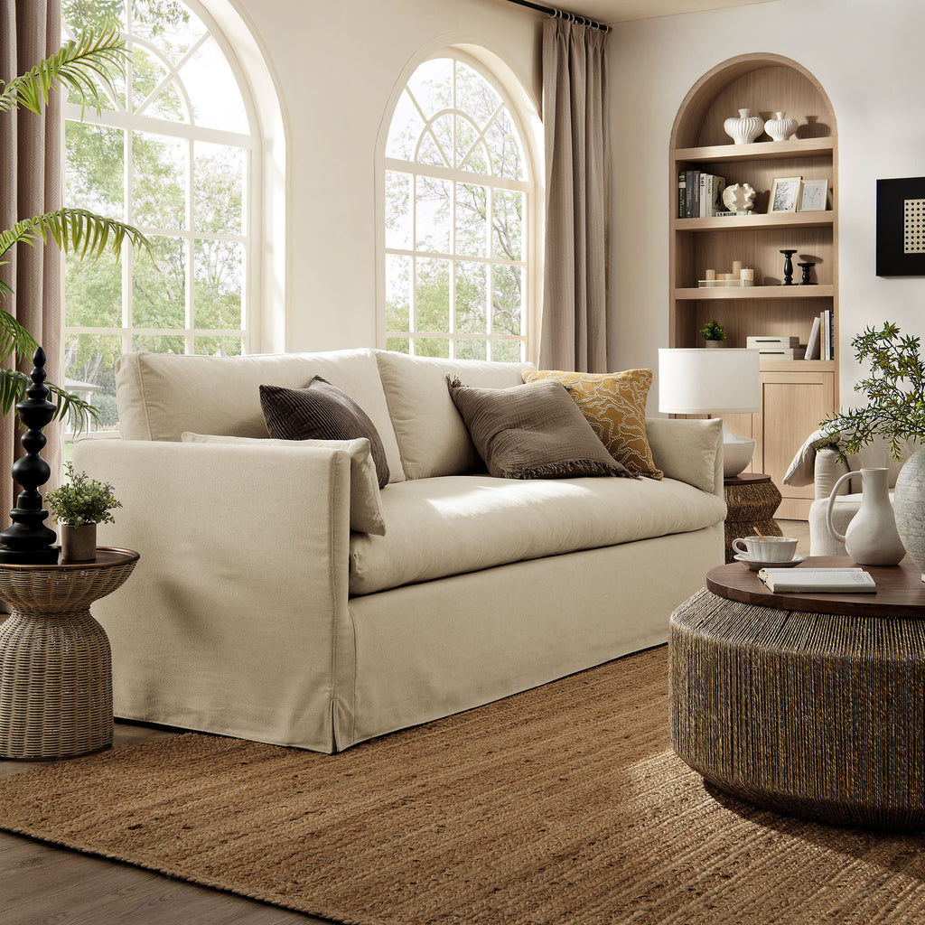 Wellfleet 85" Slipcovered Fabric Sofa - Linen