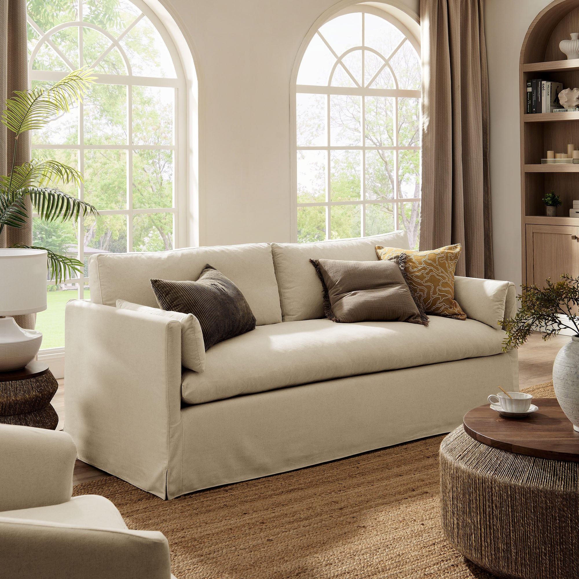 Wellfleet 85" Slipcovered Fabric Sofa - Linen