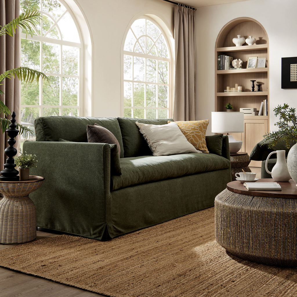 Wellfleet 85" Slipcovered Fabric Sofa - Sage