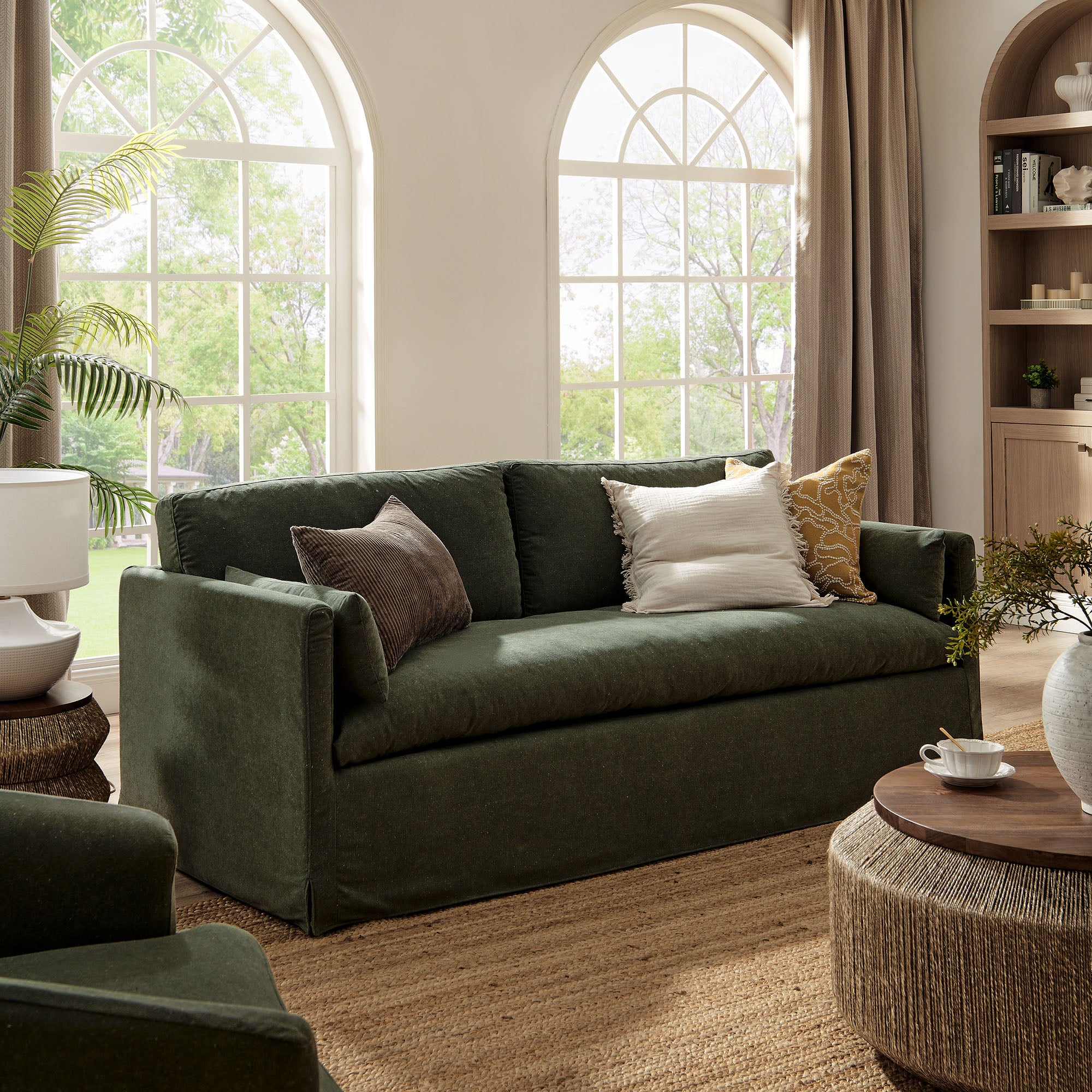 Wellfleet 85" Slipcovered Fabric Sofa - Sage