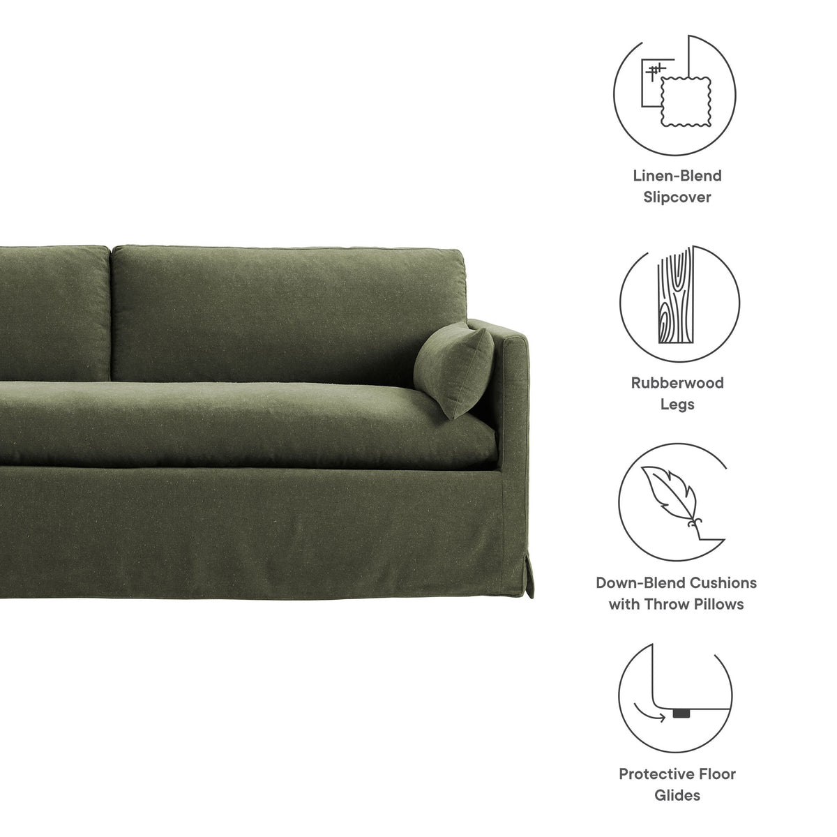 Wellfleet 85" Slipcovered Fabric Sofa - Sage